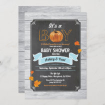 Pumpkin baby shower rustic wood chalkboard invitation