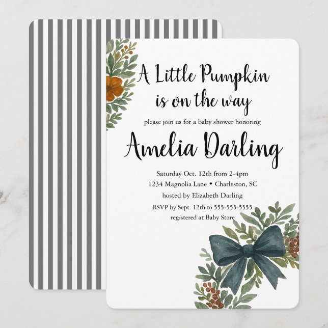 Pumpkin Baby Shower Scallop Edge Invitation (Front/Back)