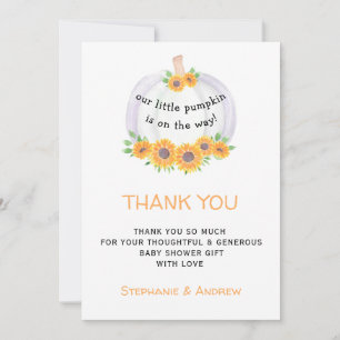 Pumpkin Baby Shower Thank You Card