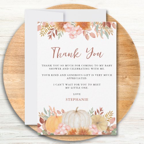  Pumpkin Baby Shower Thank You Card