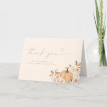 Pumpkin Baby Shower Thank You Card, Boho Fall Baby