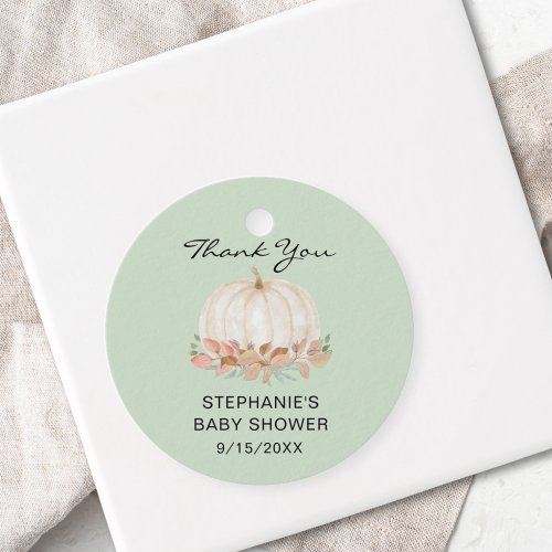 Pumpkin Baby Shower Thank You  Favor Tags