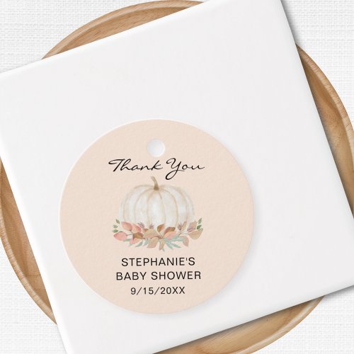 Pumpkin Baby Shower Thank You  Favor Tags