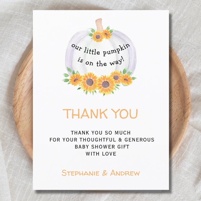  Pumpkin Baby Shower Thank You Postcard (Creator Uploaded)