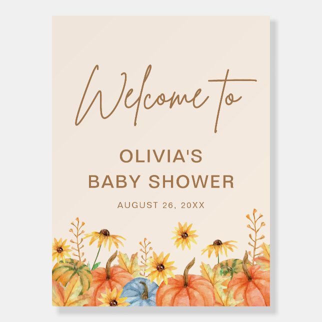 Pumpkin Baby Shower Welcome Foam Board (Front)