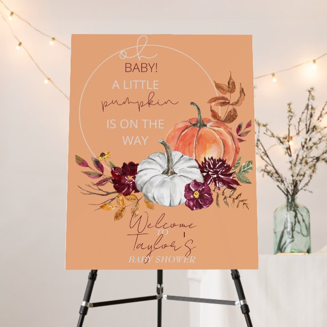 Pumpkin Baby Shower Welcome Sign (In Situ (Stand))