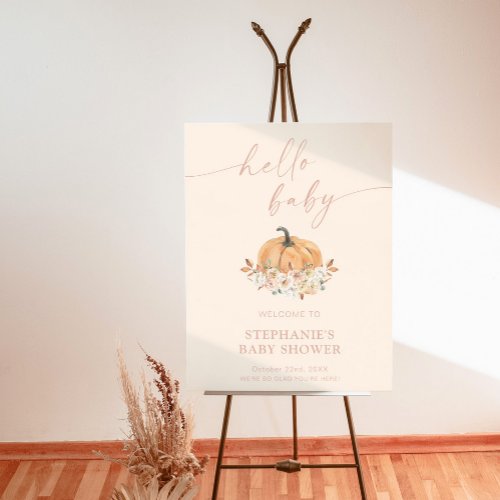 Pumpkin Baby Shower Welcome Sign Boho Fall Shower Foam Board