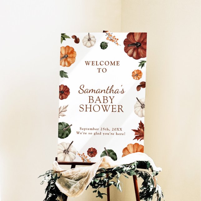 Pumpkin Baby Shower Welcome Sign, Fall Baby Shower Foam Board (Creator Uploaded)