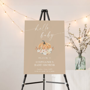 Pumpkin Baby Shower Welcome Sign, Neutral Baby Foam Board