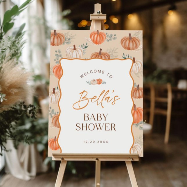 Pumpkin Baby Shower Welcome Sign Template, Autumn  (Creator Uploaded)