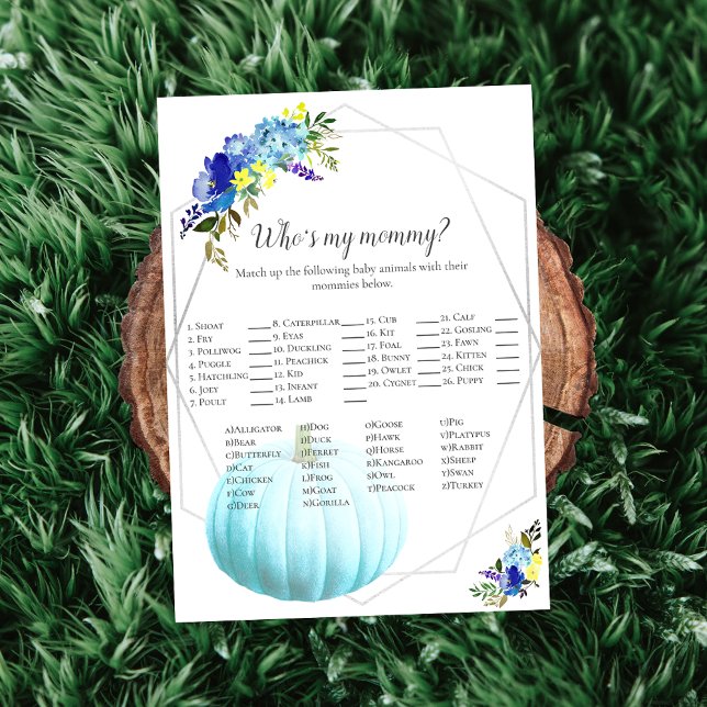 Pumpkin Baby Shower Who's My Mommy | Blue Invitation (Creator Uploaded)