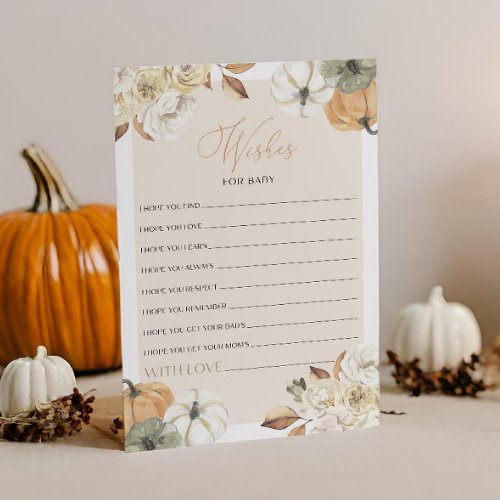 Pumpkin Baby Shower Wishes For Baby Game Card