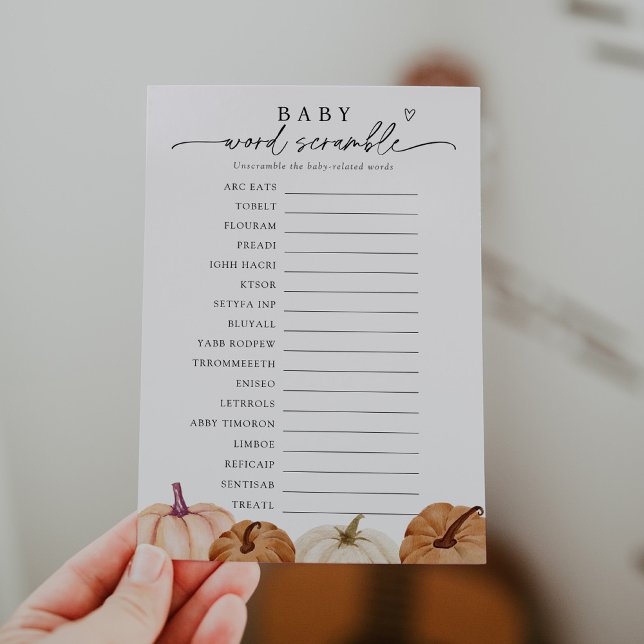 Pumpkin Baby Word Scramble Game Invitation (Creator Uploaded)