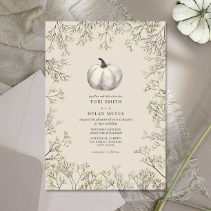Pumpkin Baby's Breath Autumn Fall Wedding Invitation