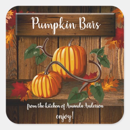 Pumpkin Bars Sq Label