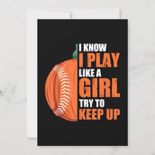 Pumpkin Baseball Play Like Girl Costume Easy Invitation