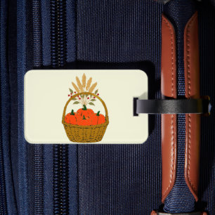 ✈️Pumpkin Basket and Autumn Wheat Luggage Tag
