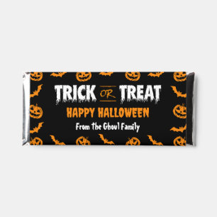 Pumpkin Bat Trick or Treat Dark Hershey Bar Favors