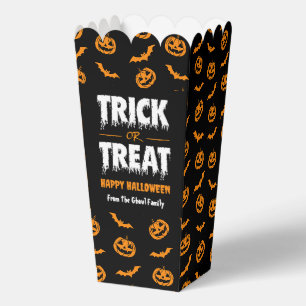 Pumpkin Bat Trick or Treat Dark Popcorn Favor Boxes