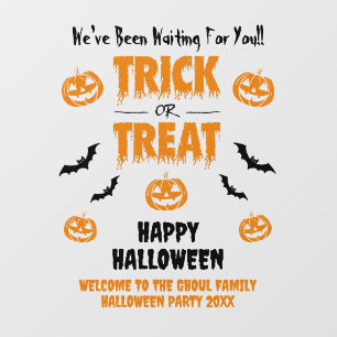 Pumpkin Bat Trick or Treat Light Welcome Wall Decal