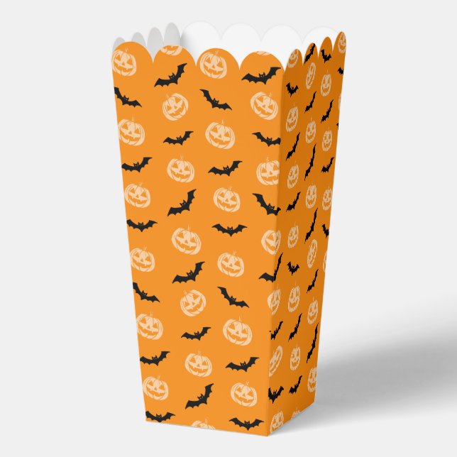 Pumpkin Bat Trick or Treat Orange Pattern Favor Boxes (Front)