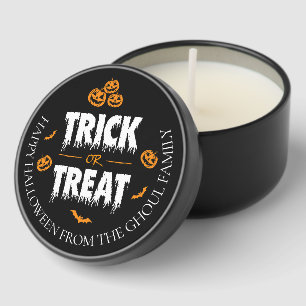 Pumpkin Bat Trick or Treat Party Dark Round Mini Candle Favors