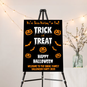 Pumpkin Bat Trick or Treat Party Dark Welcome Foam Board