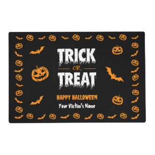 Pumpkin Bat Trick or Treat Personalizable Placemat