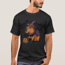 Pumpkin Bat Witch Costume Capybara Halloween T-Shirt