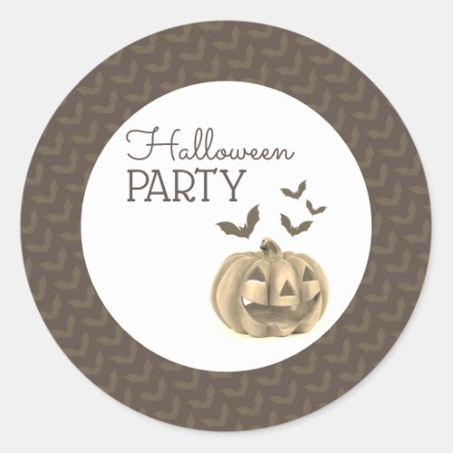 Pumpkin  Bats Halloween Party Classic Round Sticker