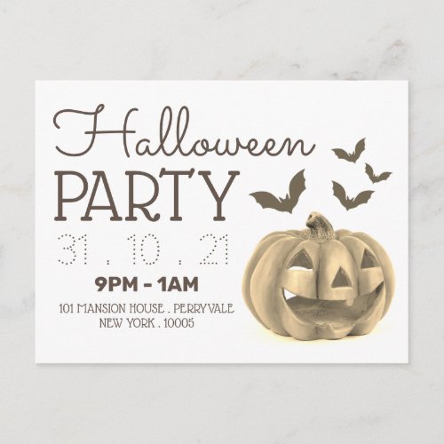 Pumpkin  Bats Halloween Party Invitation