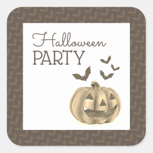 Pumpkin  Bats Halloween Party Square Sticker