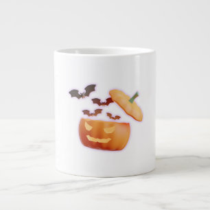 Pumpkin & Bats Vibes – Spooky Halloween Style Giant Coffee Mug