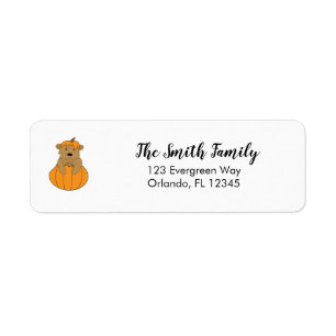 Pumpkin Bear Autumn Design Return Address Label