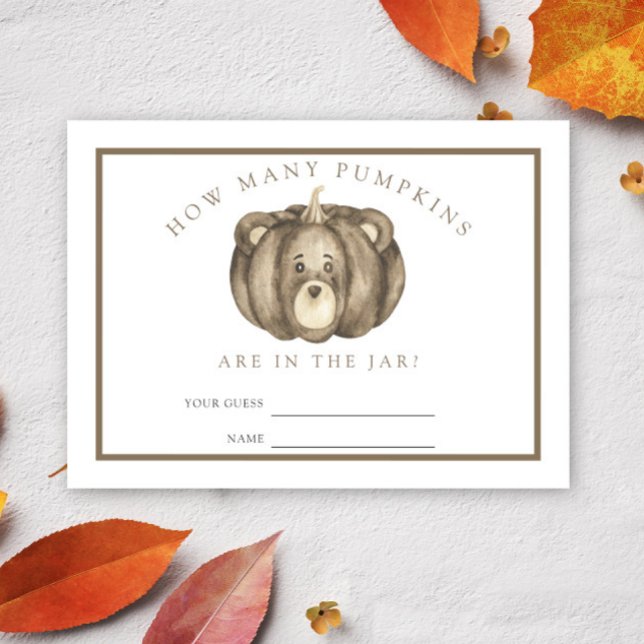 Pumpkin Bear Baby shower Guess how many pumpkins Enclosure Card (Creator Uploaded)
