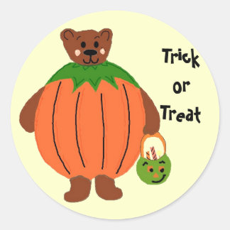 Pumpkin Bear Classic Round Sticker