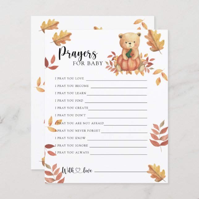 Pumpkin bear - Party game | prayers for baby (Front/Back)