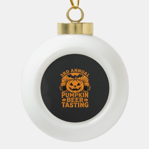 Pumpkin Beer Tasting Halloween Party Design Ceramic Ball Christmas Ornament