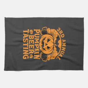 Pumpkin Beer Tasting Halloween Party Design Kitchen Towel
