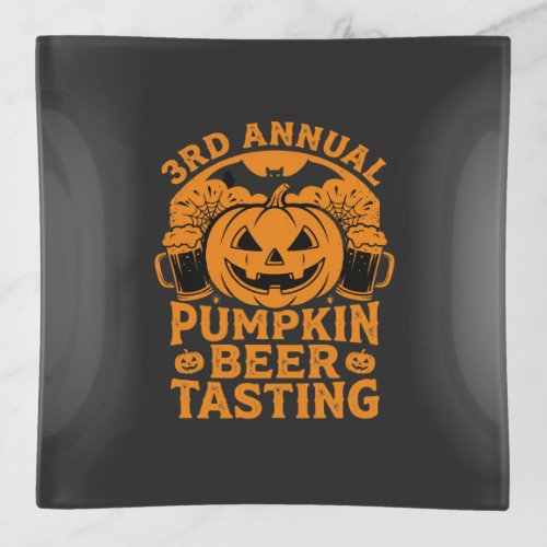 Pumpkin Beer Tasting Halloween Party Design Trinket Tray
