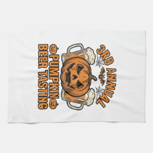 Pumpkin Beer Tasting Vintage Halloween Shirt Desig Kitchen Towel