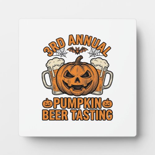 Pumpkin Beer Tasting Vintage Halloween Shirt Desig Plaque