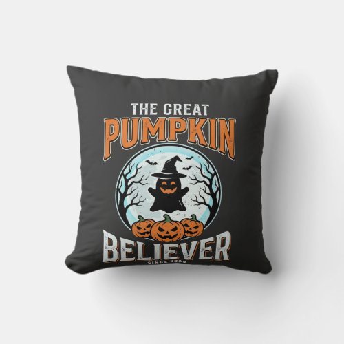 Pumpkin Believer Halloween Graphic Throw Pillow