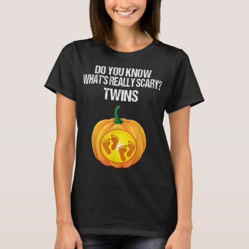 Pumpkin Belly Pregnancy Announcement Halloween Twi T_Shirt