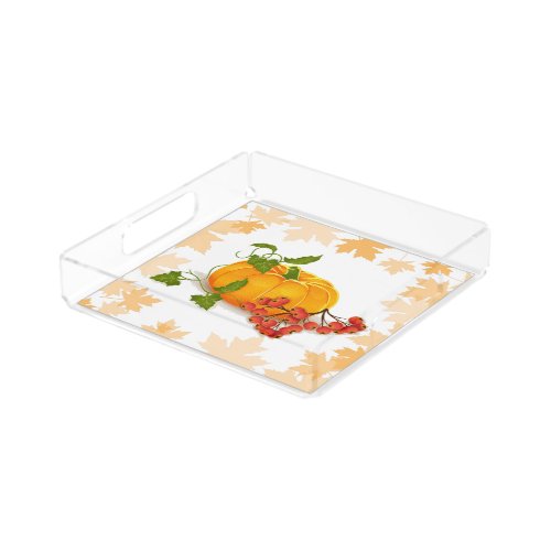 Pumpkin berries and leaves fall Thanksgiving Acrylic Tray