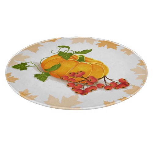 Pumpkin berries and leaves fall Thanksgiving Cutting Board