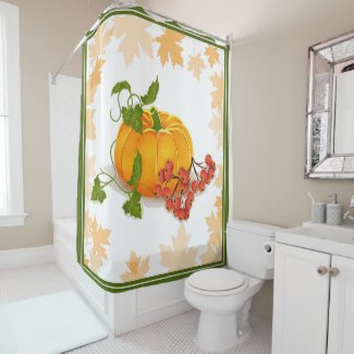 Pumpkin, berries and leaves fall Thanksgiving Shower Curtain