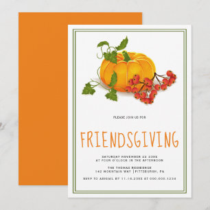Pumpkin, berries orange back Friendsgiving Invitation