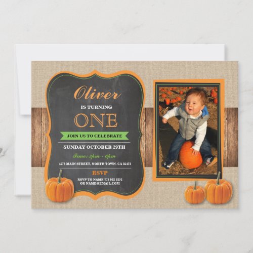 Pumpkin Birthday ANY AGE Invite Party Photo