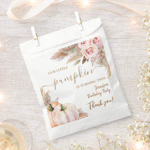 Pumpkin Birthday Boho Fall Pink Autumn Girl Favor Bag